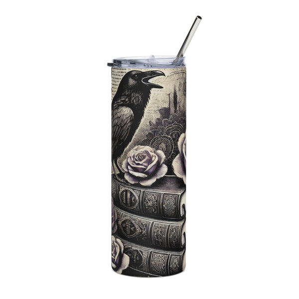 Raven & Roses Stainless Steel Tumbler front view