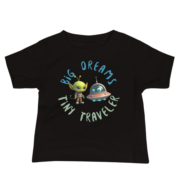 Tiny Traveler Big Dreams Baby Tee in black