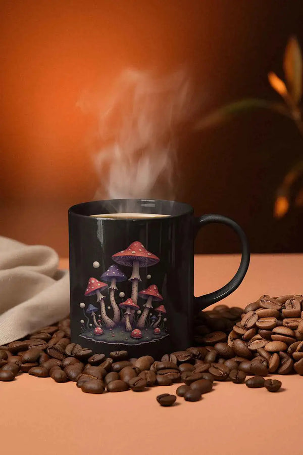 Dreamscape Mushroom Black Mug 