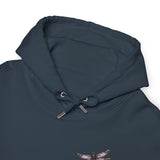 Dark grey hoodie with a detailed dragonfly graphic on the chest. 