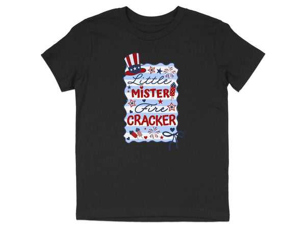 Little Mister Firecracker Patriotic T-Shirt