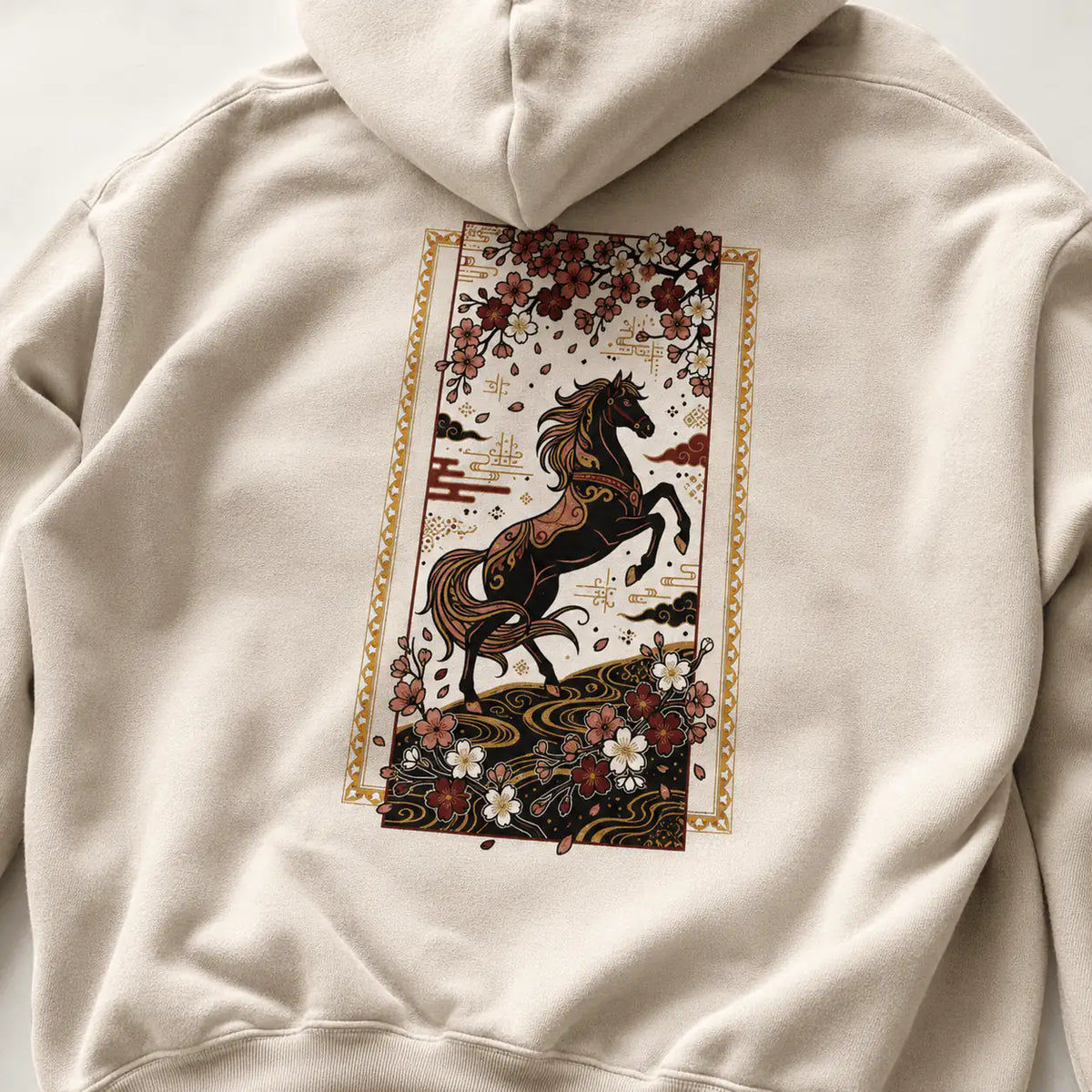 Black Horse & Cherry Blossom Hoodie