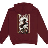 Black Horse & Cherry Blossom Hoodie Burgundy