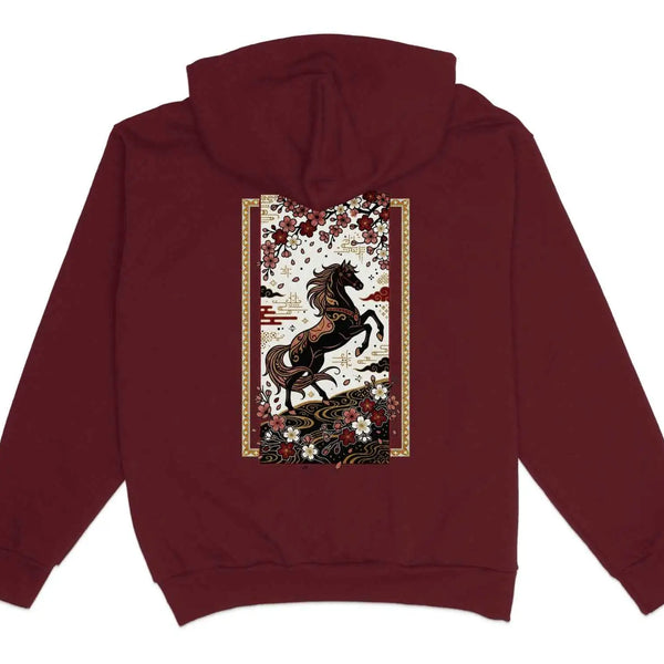 Black Horse & Cherry Blossom Hoodie XS