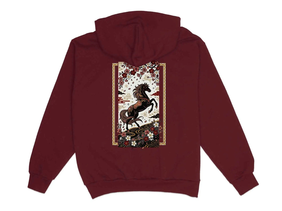 Black Horse & Cherry Blossom Hoodie XS
