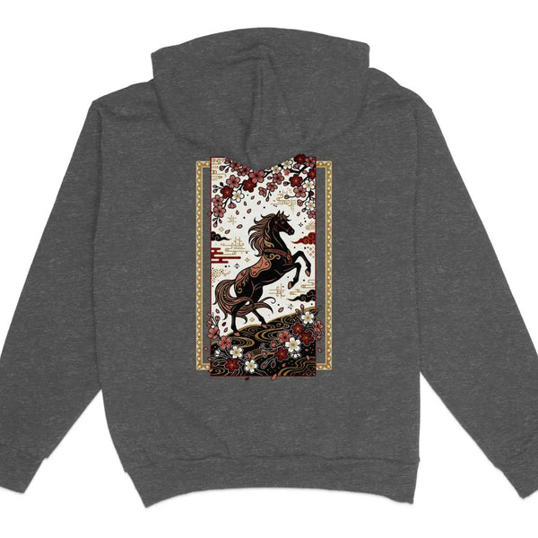 Black Horse & Cherry Blossom Hoodie XS