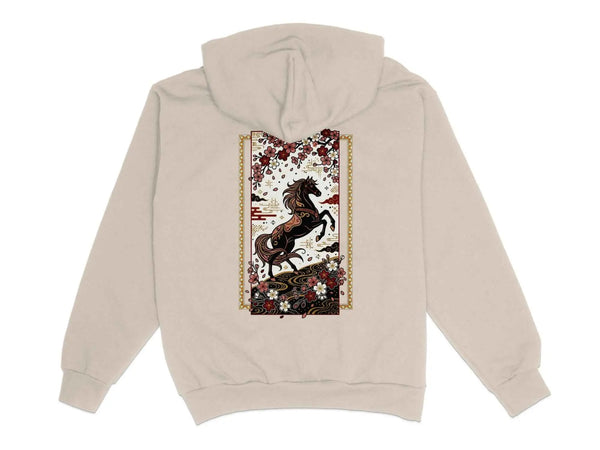 Black Horse & Cherry Blossom Hoodie XS