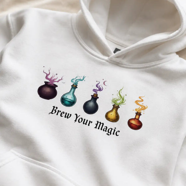 Brew Your Magic Youth Hoodie - Ignite Adventure and Comfort White