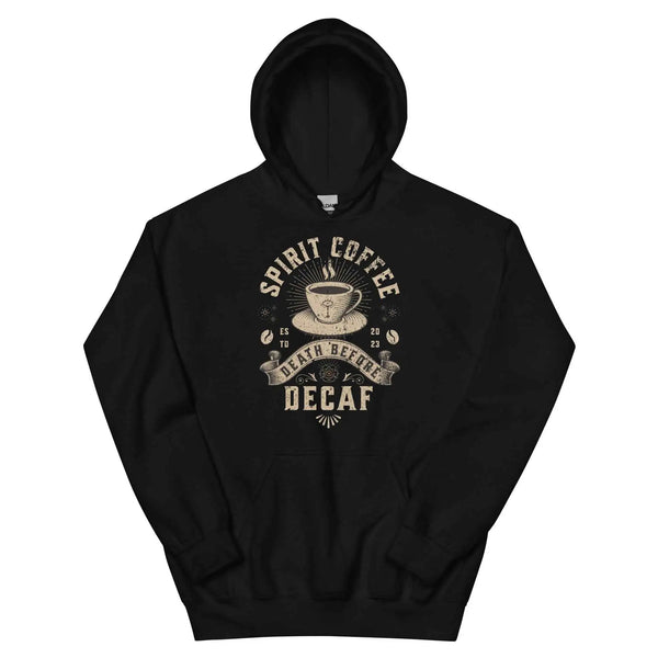 Death Before Decaf Graphic Hoodie Black