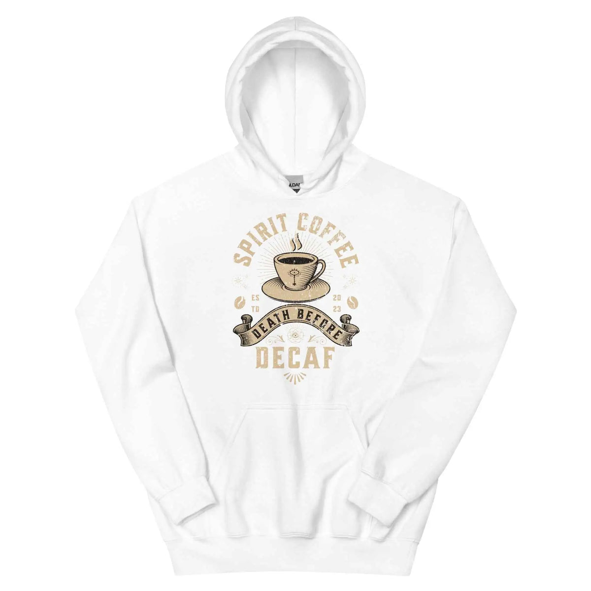 Death Before Decaf Graphic Hoodie White