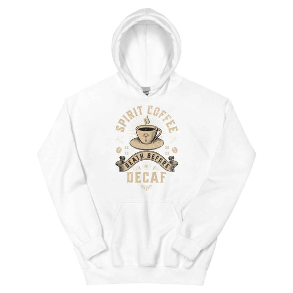 Death Before Decaf Graphic Hoodie White