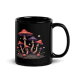 Dreamscape Mushroom Black Ceramic Mug 11 oz