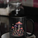 Dreamscape Mushroom Black Ceramic Mug