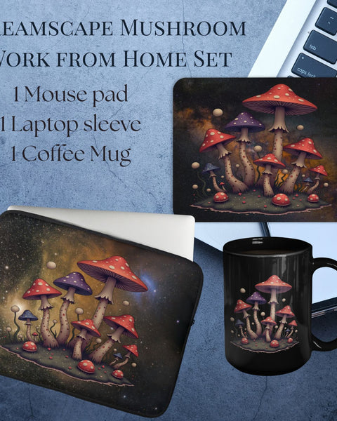 Dreamscape Mushroom Bundle: Mousepad, Laptop Sleeve and Coffee Mug