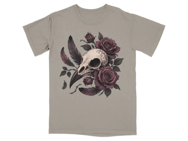 Gothic Rose & Bird Skull Tee |  My Lucky Tee