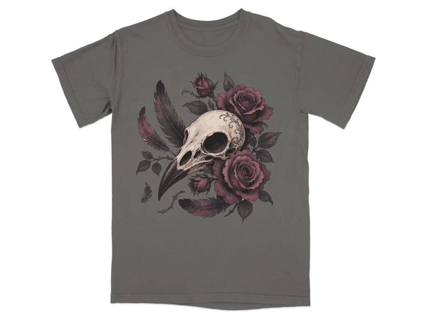 Gothic Rose & Bird Skull Tee |  My Lucky Tee