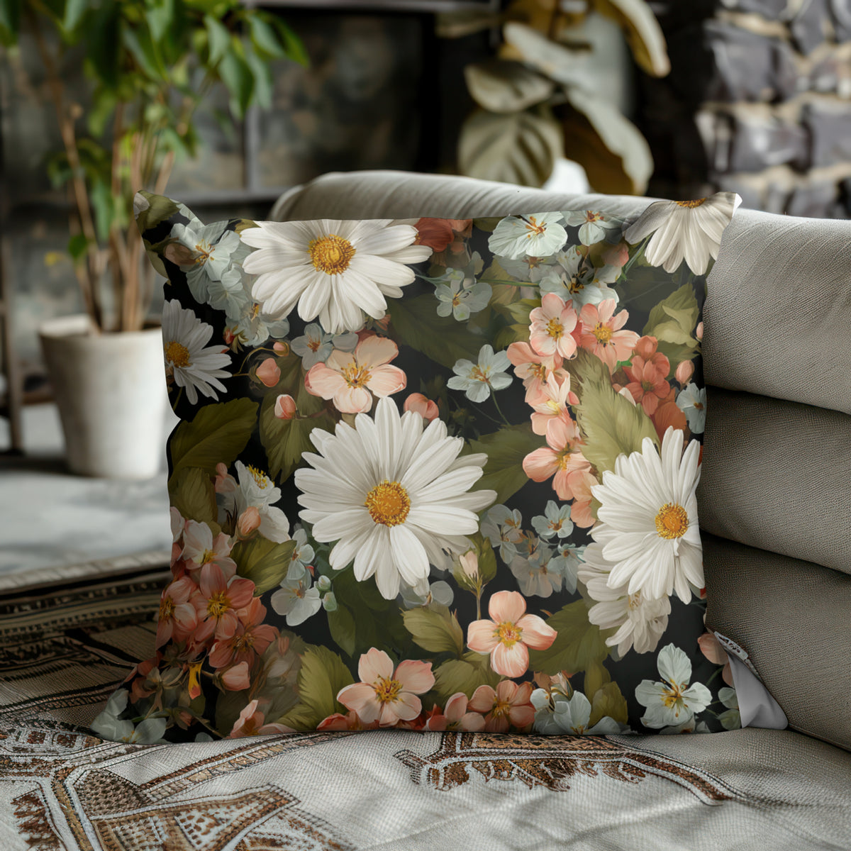 Moody Floral Grandmacore Pillow