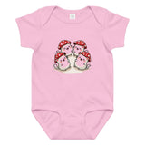 Happy Kawaii Mushroom Baby Bodysuit Pink