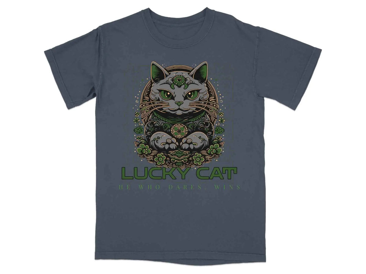 He Who Dares Wins Lucky Cat Tee Navy