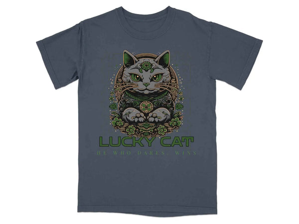 He Who Dares Wins Lucky Cat Tee Navy