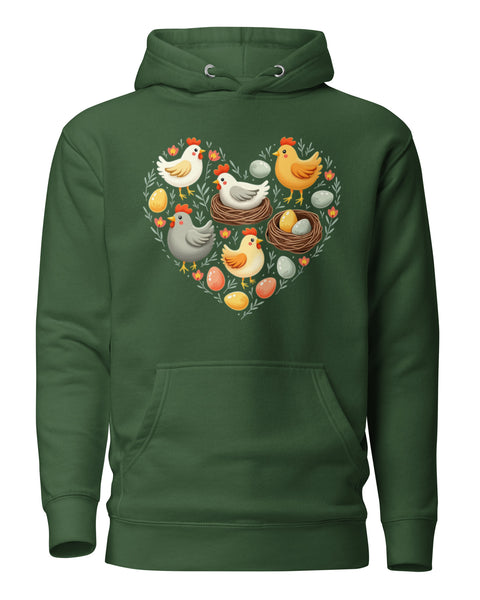 Hen House Hoodie in Forest Green