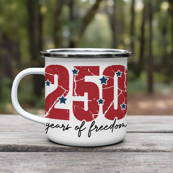 Heritage Freedom 250 Year Commemorative Mug Enamel Camping Mug 12 oz