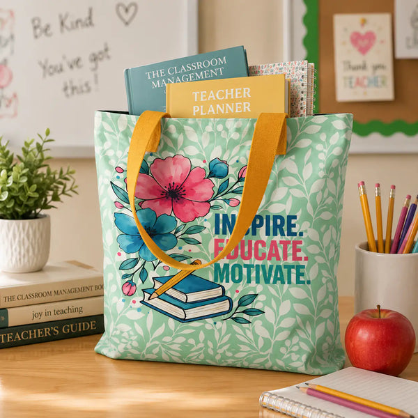 Inspire Educate Motivate Teacher Tote