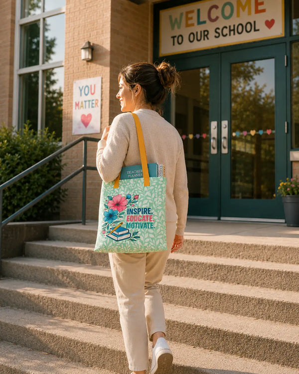 Inspire Educate Motivate Teacher Tote