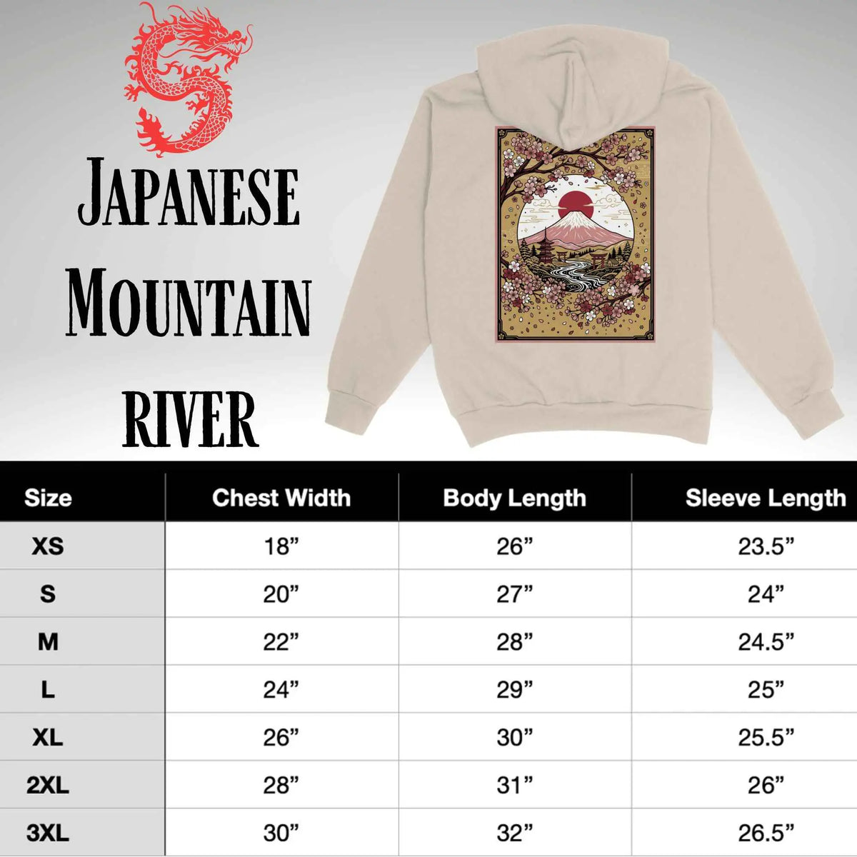 Japanese Mountain River Hoodie