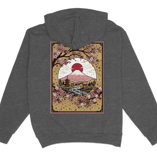 Japanese Mountain River Hoodie Charcoal Heather