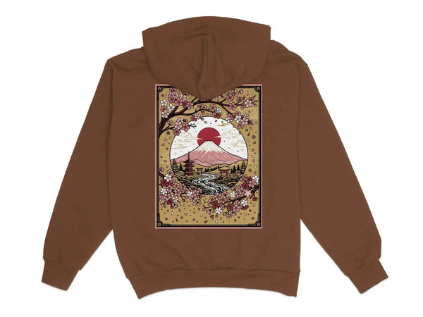 Japanese Mountain River Hoodie Chestnut