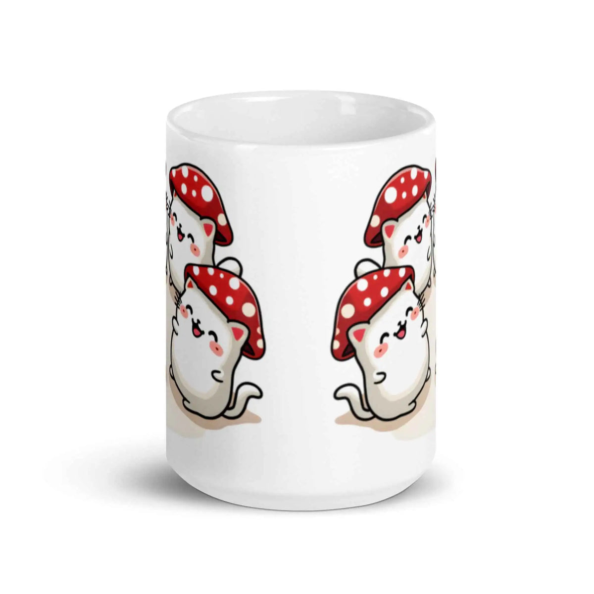 Kawaii Mushroom Cats Ceramic Mug - Glossy Coffee Cup in 11oz, 15oz, 20oz Sizes
