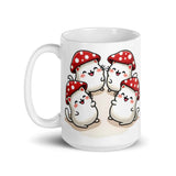 Kawaii Mushroom Cats Ceramic Mug - Glossy Coffee Cup in 11oz, 15oz, 20oz Sizes