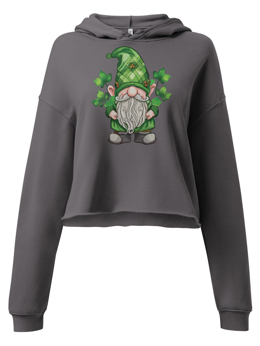 Lucky Gnome Cropped Hoodie in Storm color