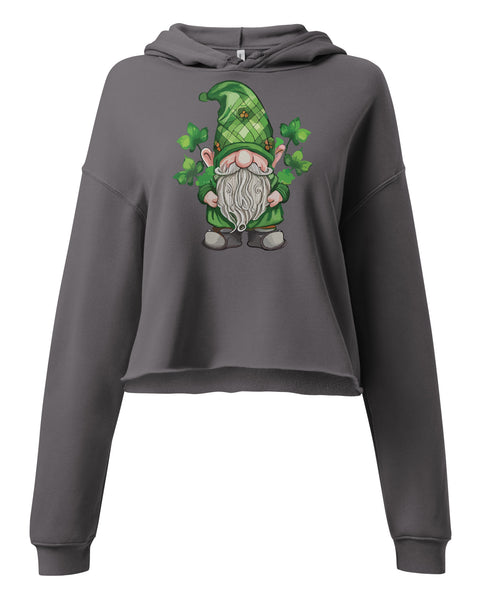 Lucky Gnome Cropped Hoodie in Storm color