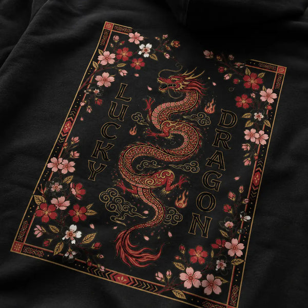 Lucky Dragon Floral Graphic Hoodie