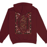 Lucky Dragon Floral Graphic Hoodie Burgundy