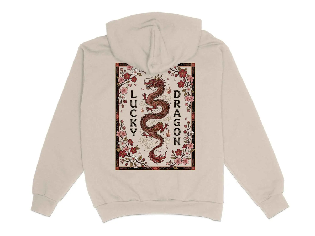 Lucky Dragon Floral Graphic Hoodie Sandshell