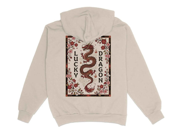 Lucky Dragon Floral Graphic Hoodie Sandshell
