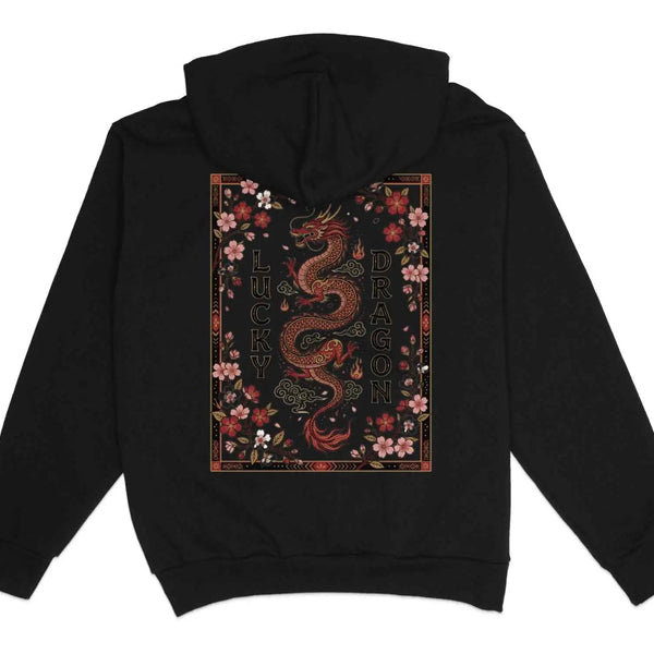 Lucky Dragon Floral Graphic Hoodie XS