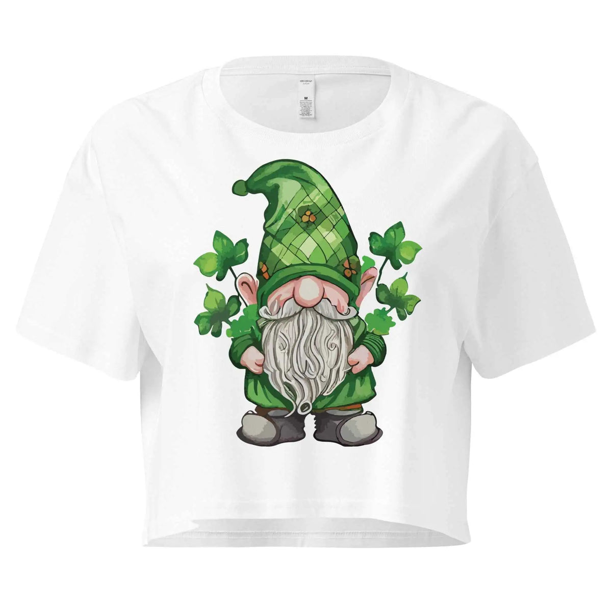 Lucky Gnome Crop Tee White