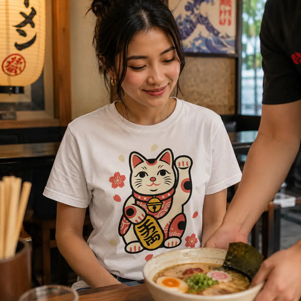 Lucky Maneki Neko Charm T-Shirt
