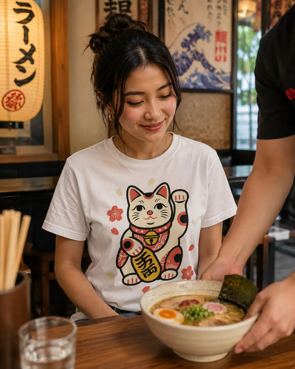 Lucky Maneki Neko Charm T-Shirt