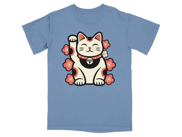 Maneki Neko Charm Blossom Graphic Tee Blue Jean
