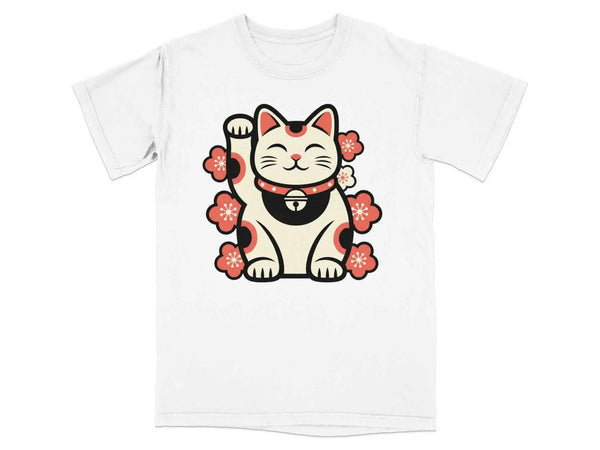Maneki Neko Charm Blossom Graphic Tee White