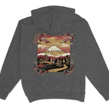 Mount Fuji Cherry Blossom Hoodie Charcoal Heather