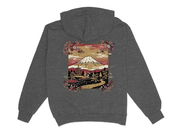 Mount Fuji Cherry Blossom Hoodie XS