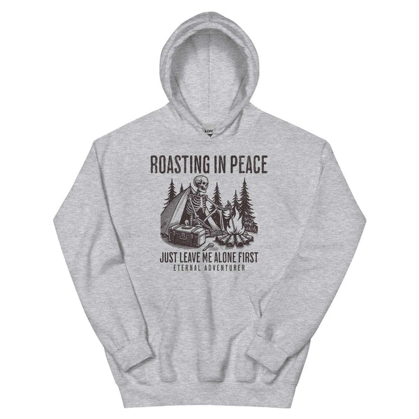 Roasting in Peace Skeleton Hoodie Sport Grey
