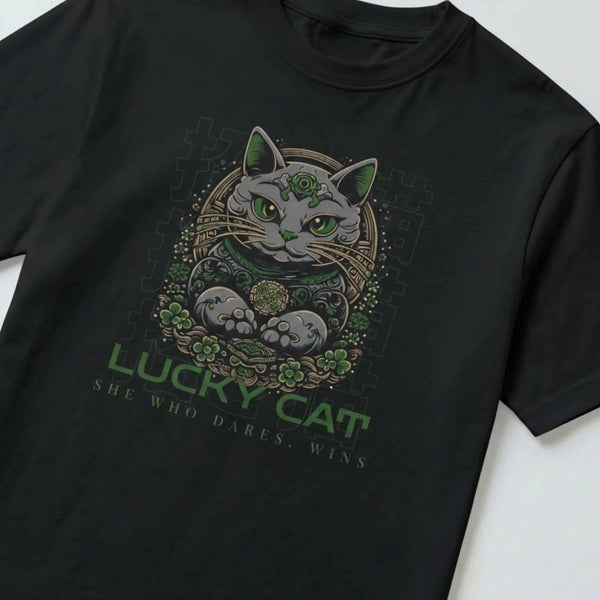 She Who Dares Wins Lucky Cat Graphic Tee