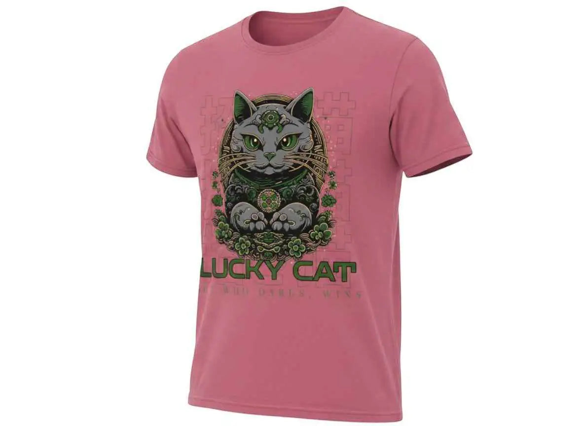 She Who Dares Wins Lucky Cat Graphic Tee Crimson